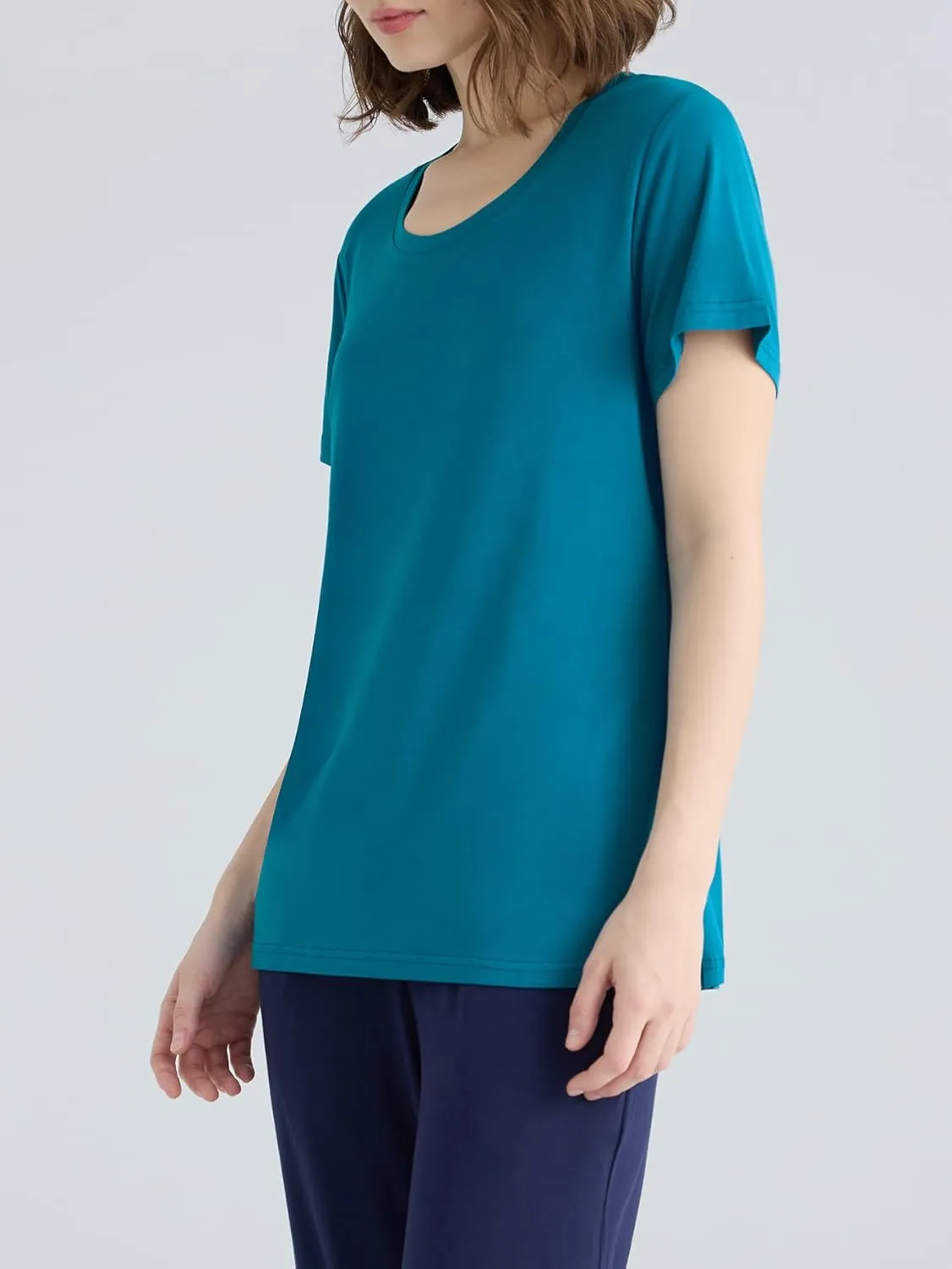 Latuza Women's Soft Comfy Pajama Tops Scoop Neck Sleep Tee Shirt