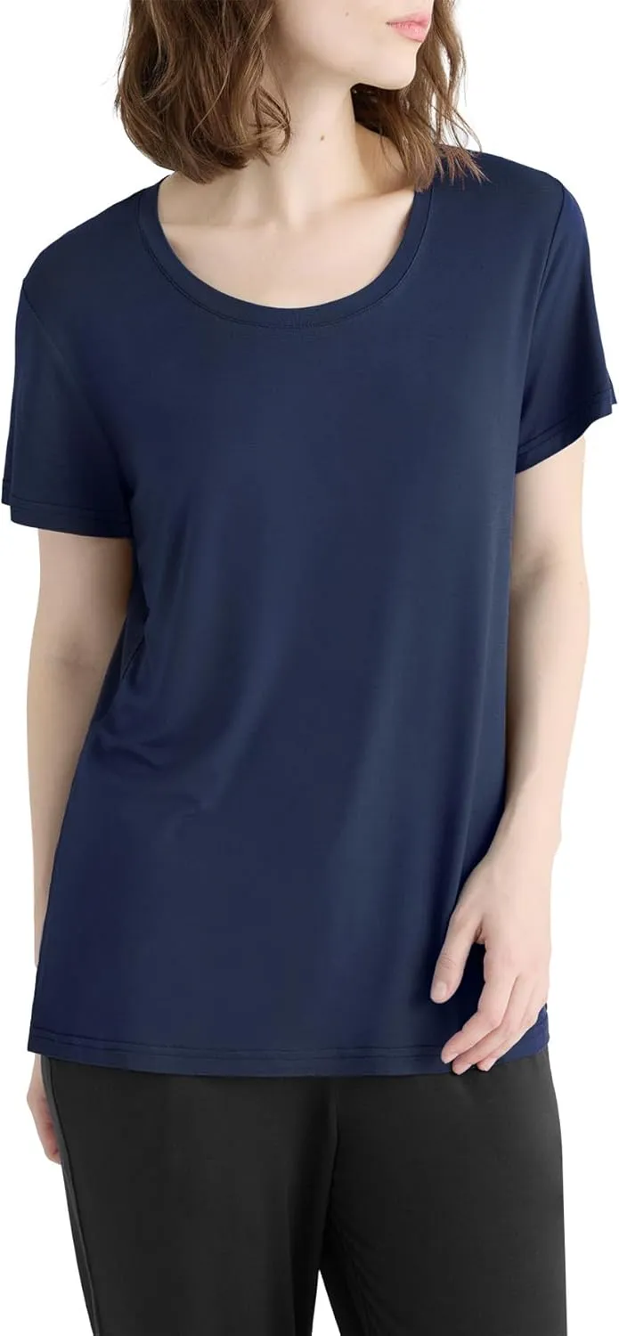 Latuza Women's Soft Comfy Pajama Tops Scoop Neck Sleep Tee Shirt