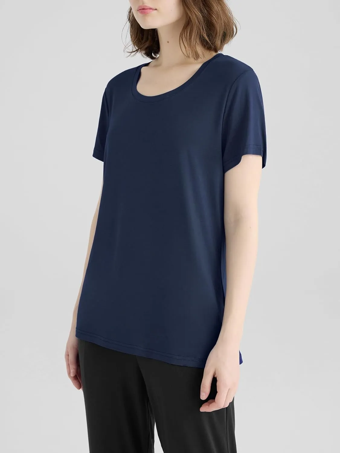 Latuza Women's Soft Comfy Pajama Tops Scoop Neck Sleep Tee Shirt