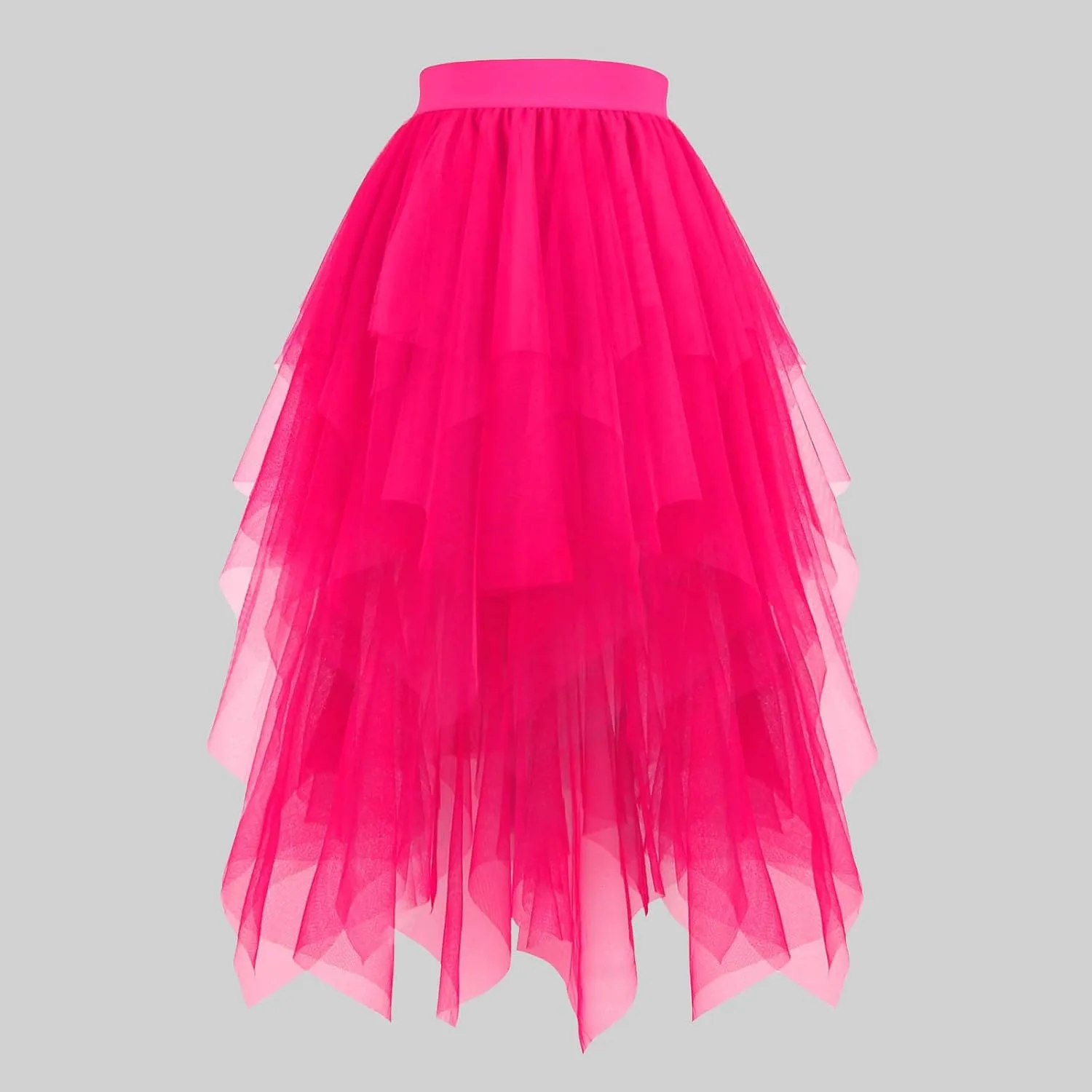 Layered Tulle Skirt Women Midi Length Elegant Party Skirt Soft Fluffy
