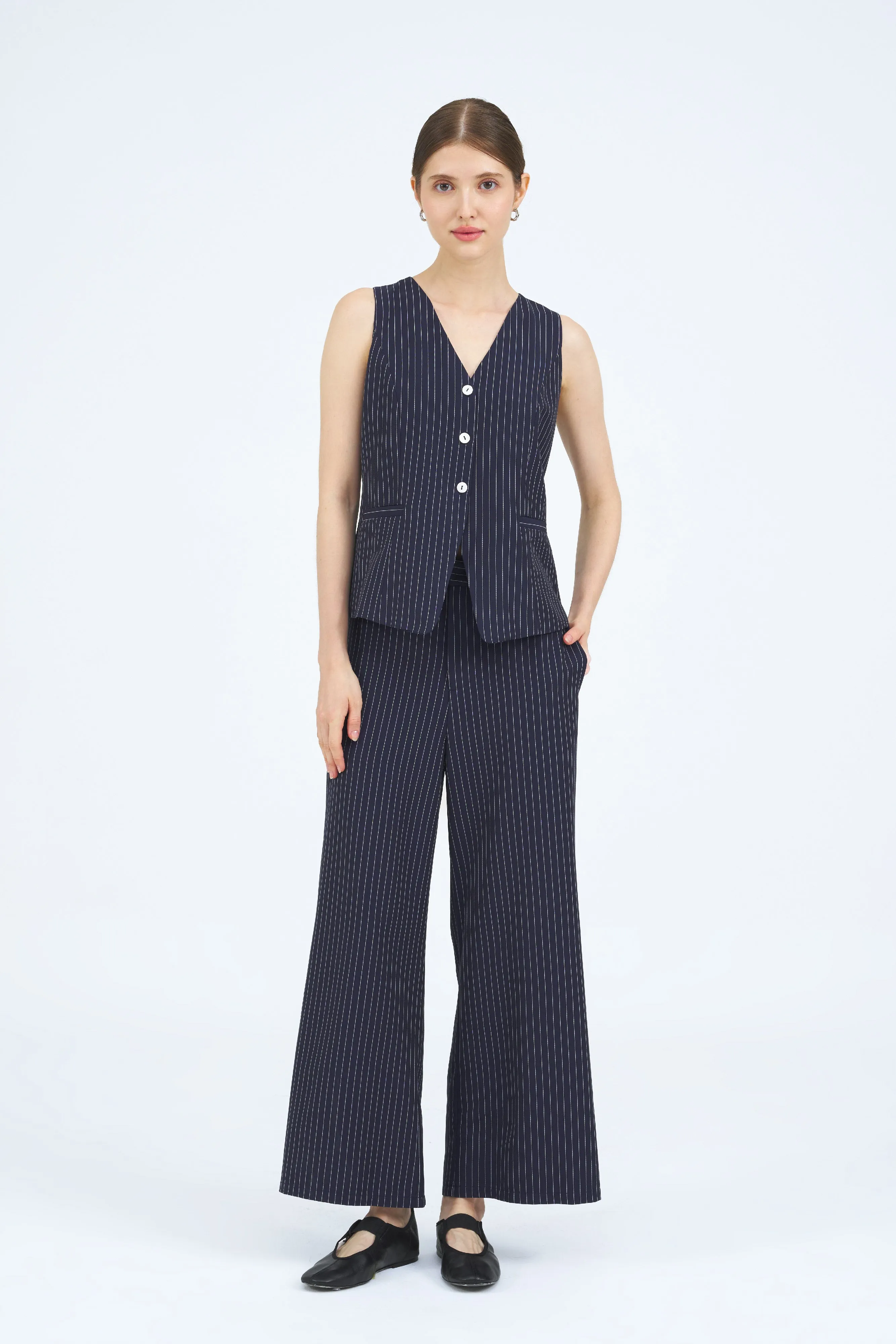 Leonne Stripe Straight Leg Trousers