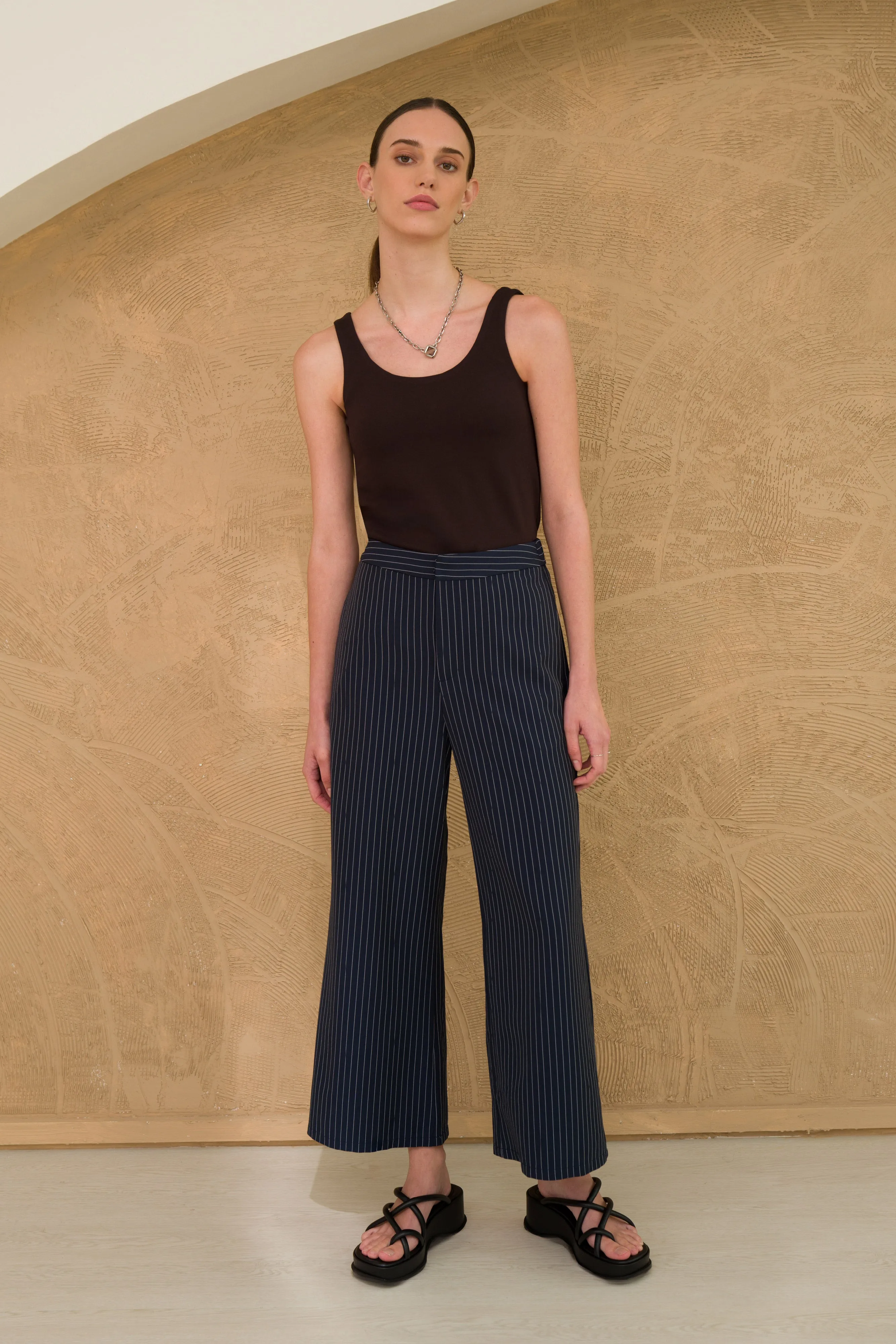 Leonne Stripe Straight Leg Trousers