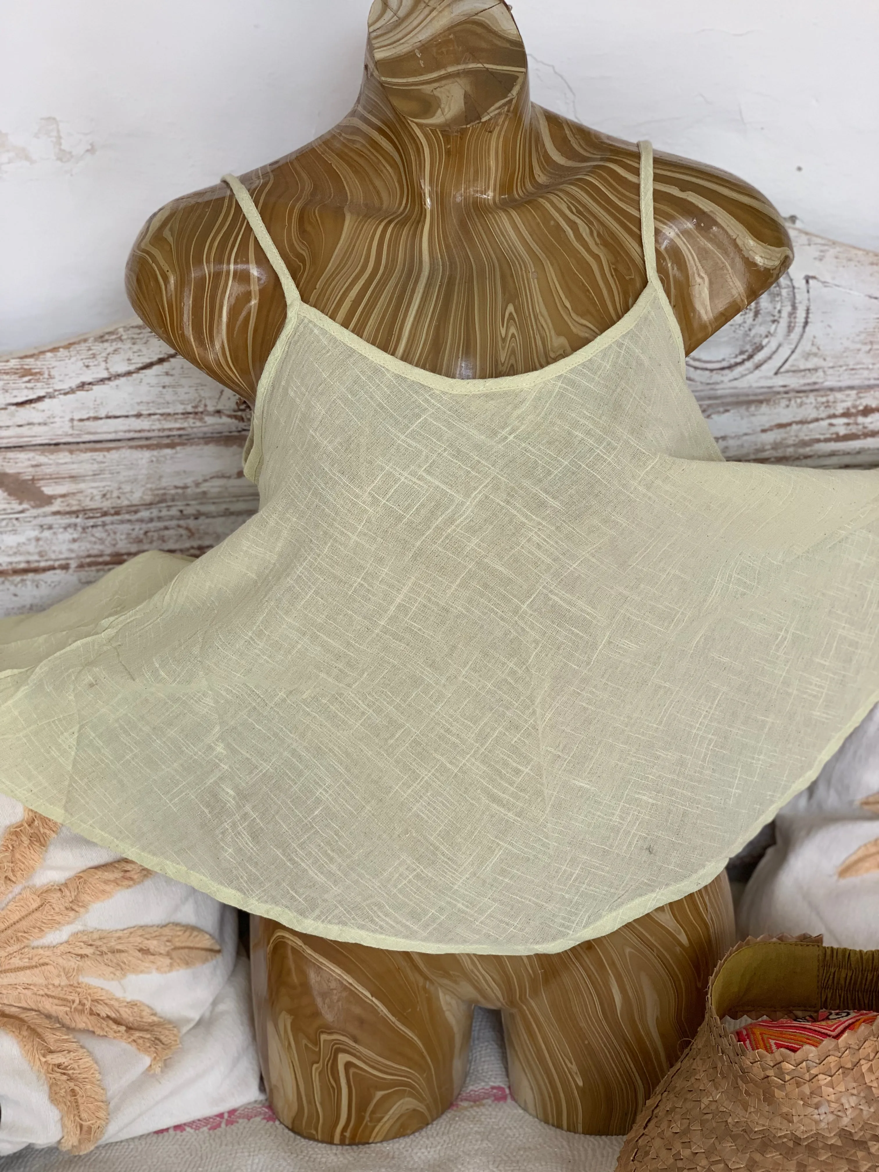 Linen  butterfly 🦋 top - boho blouse pistachio lemon