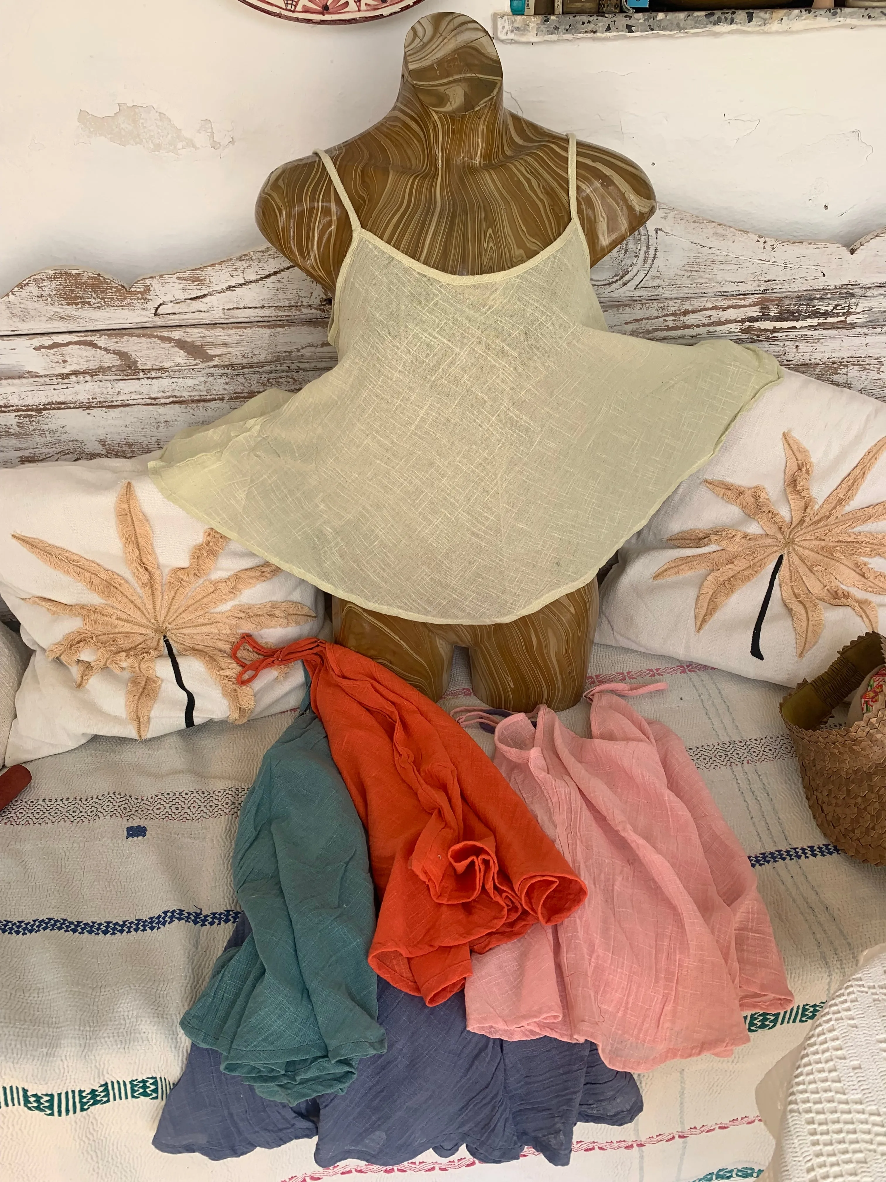 Linen  butterfly 🦋 top - boho blouse pistachio lemon