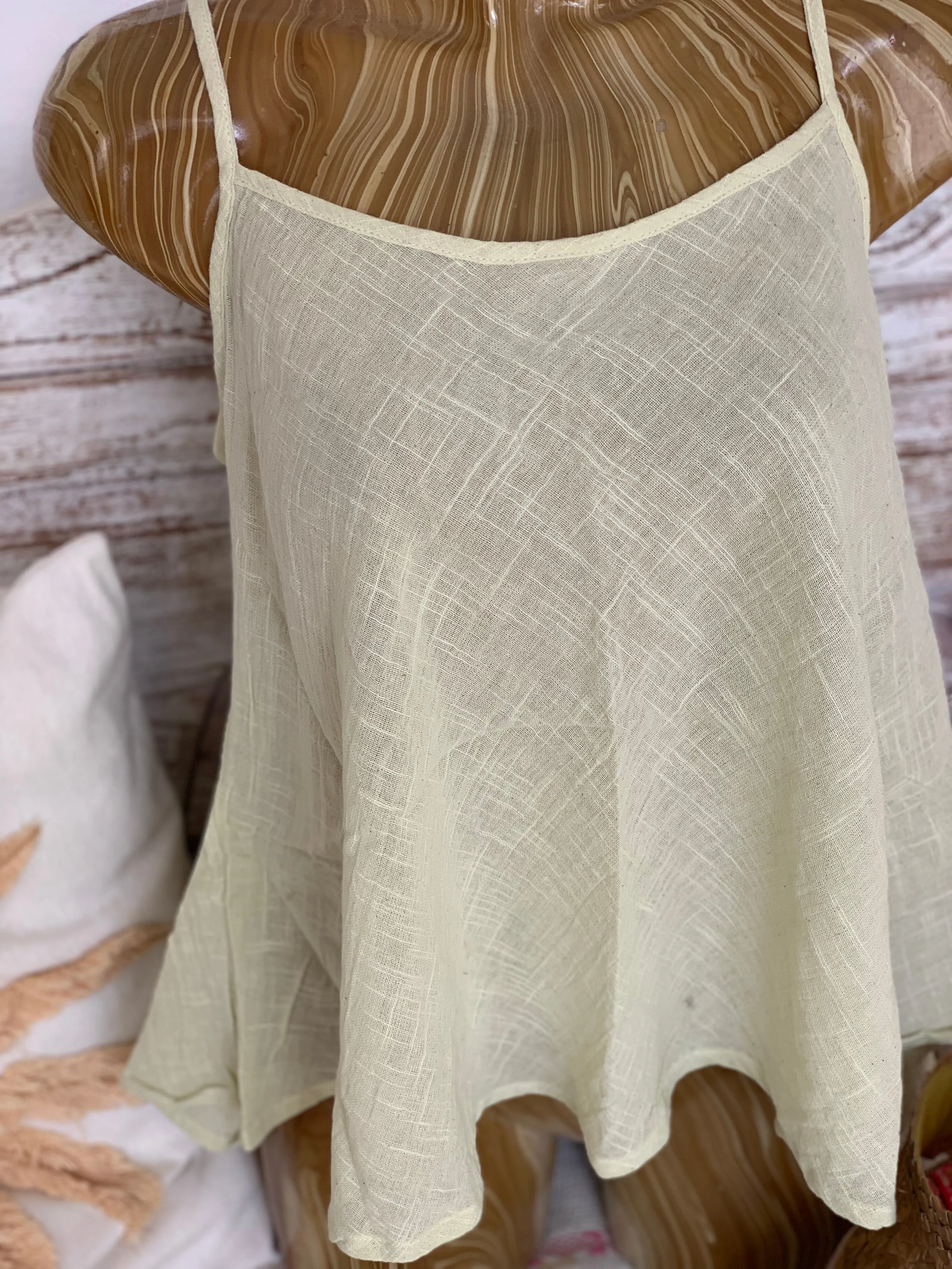 Linen  butterfly 🦋 top - boho blouse pistachio lemon