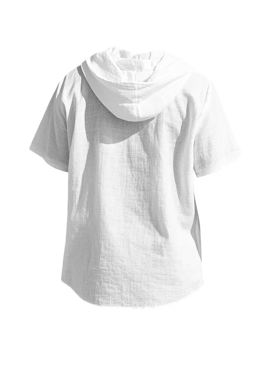 Linen Hooded Short Sleeve Shirt