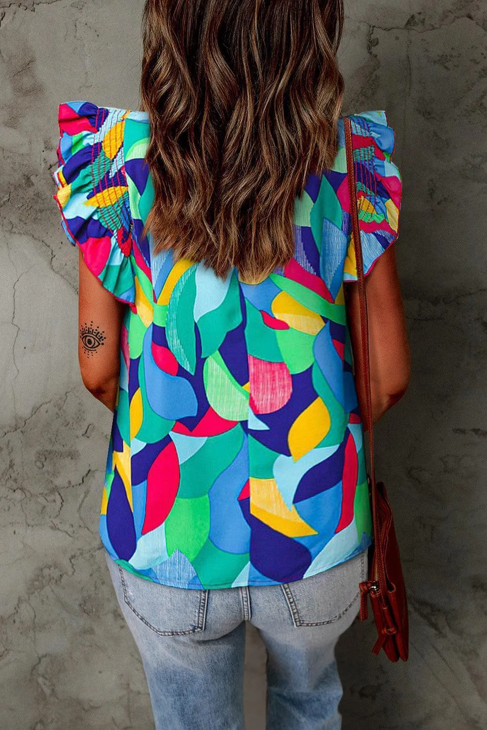Living In Color Crew Neck Butterfly Sleeve Top