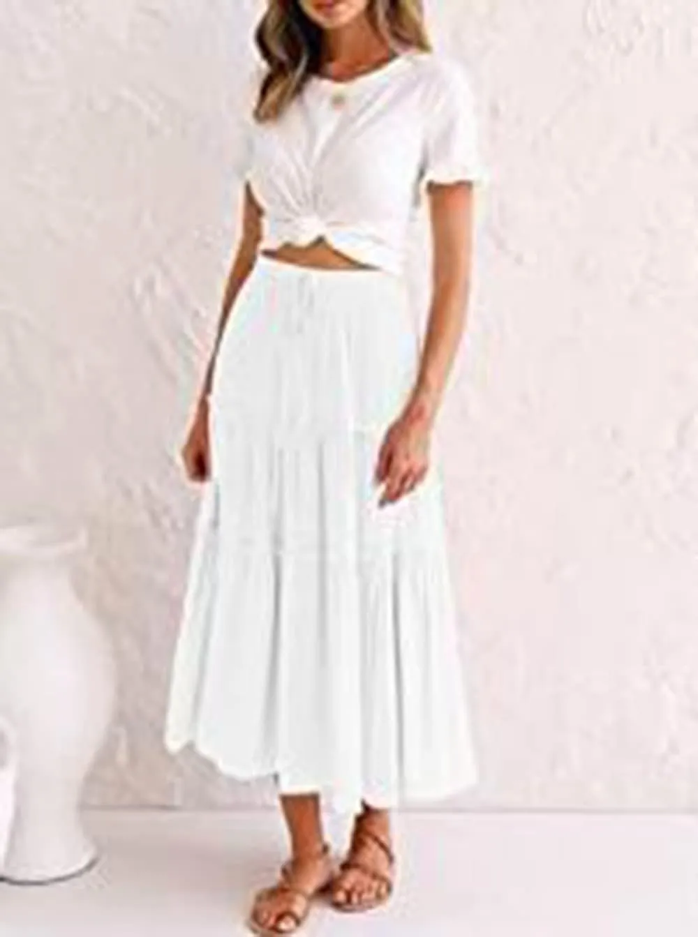 Long Skirt for Women high Waist Elastic Bohemian Summer Chic and Elegant