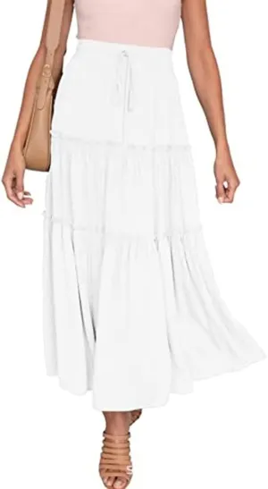 Long Skirt for Women high Waist Elastic Bohemian Summer Chic and Elegant