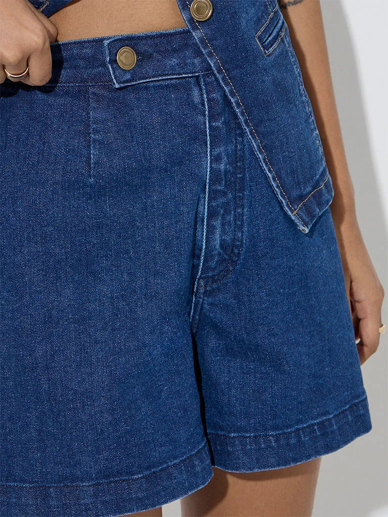 LOV Dark Blue High-Rise Denim Shorts