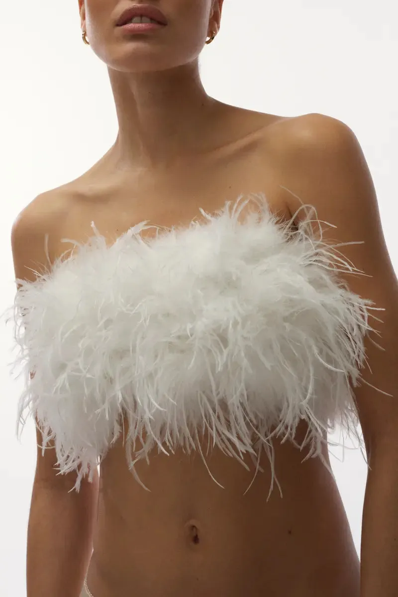Love Stories Fanny Fluffy Feather Bralette | Off White
