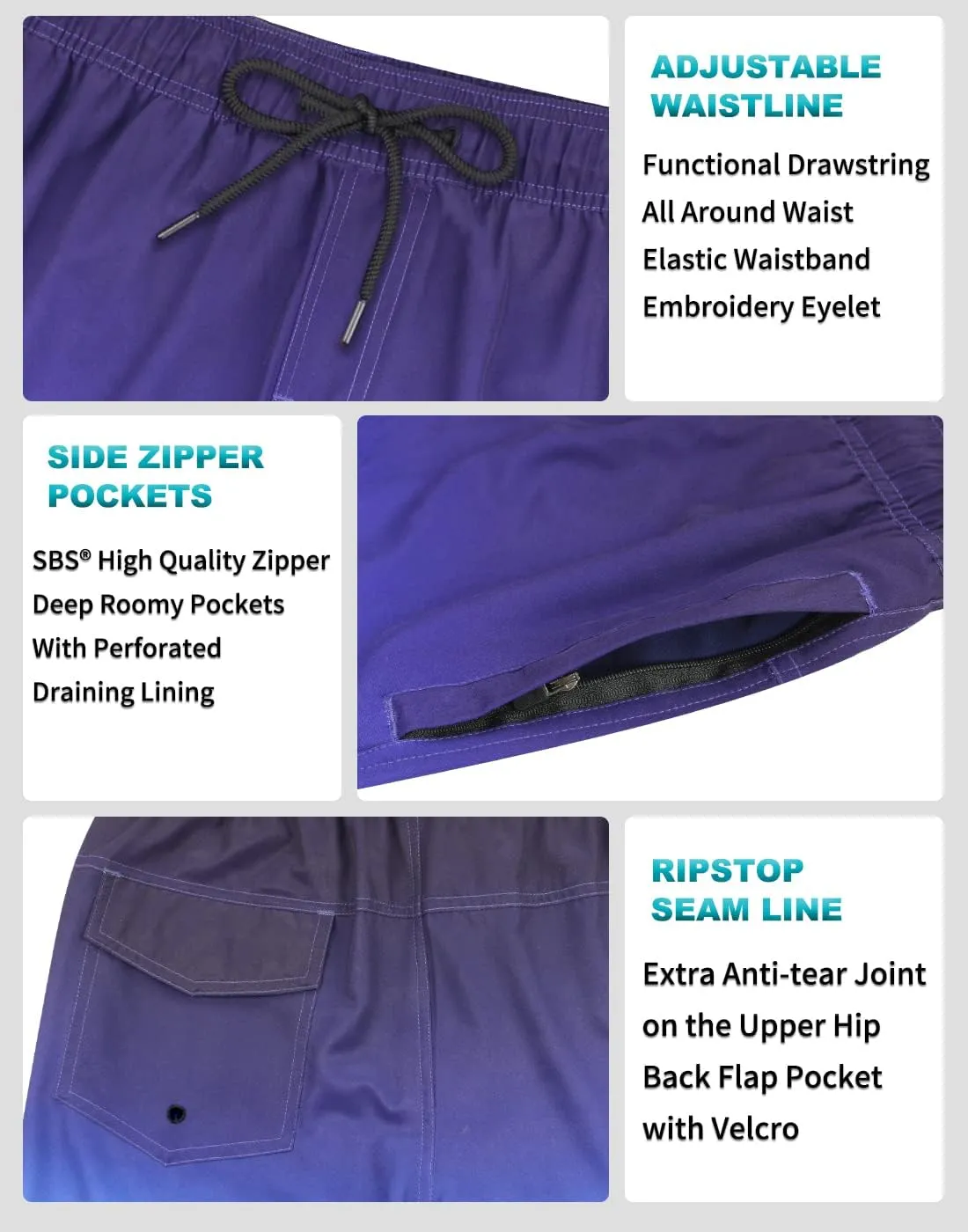 LUCOWEE Mens Swim Trunks Comfortable Compression Liner Swim Shorts Zipper Pockets Quick Dry 7" Inseam Bathing Suit Swimsuits
