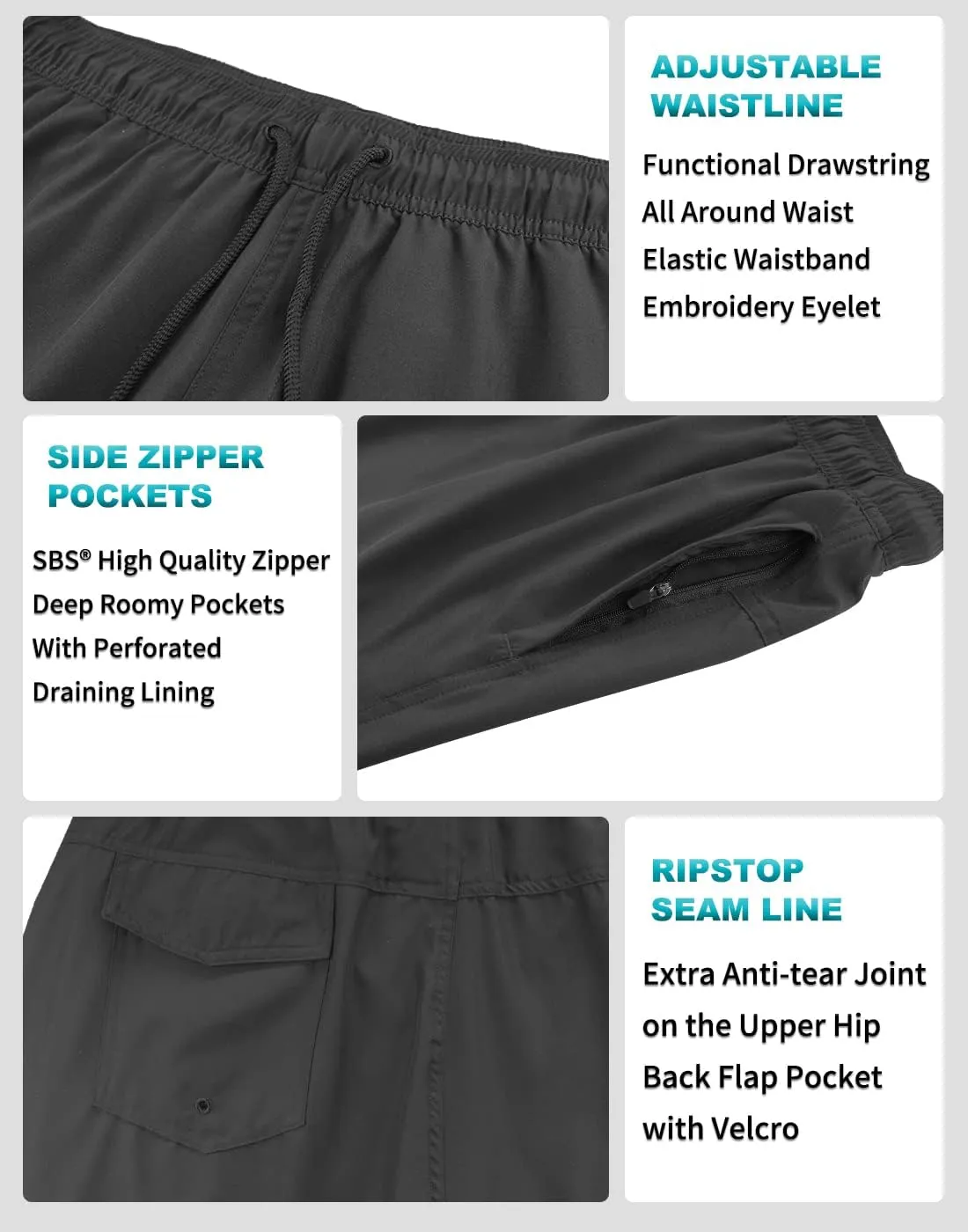 LUCOWEE Mens Swim Trunks Comfortable Compression Liner Swim Shorts Zipper Pockets Quick Dry 7" Inseam Bathing Suit Swimsuits