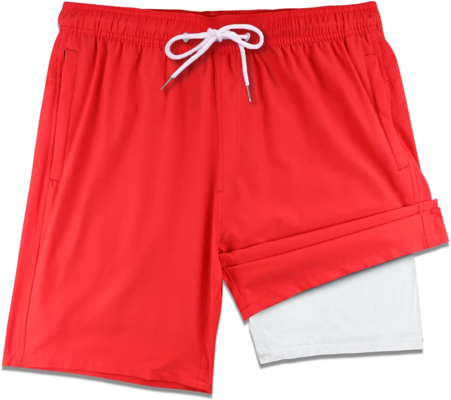 LUCOWEE Mens Swim Trunks Comfortable Compression Liner Swim Shorts Zipper Pockets Quick Dry 7" Inseam Bathing Suit Swimsuits
