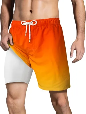 LUCOWEE Mens Swim Trunks Comfortable Compression Liner Swim Shorts Zipper Pockets Quick Dry 7" Inseam Bathing Suit Swimsuits