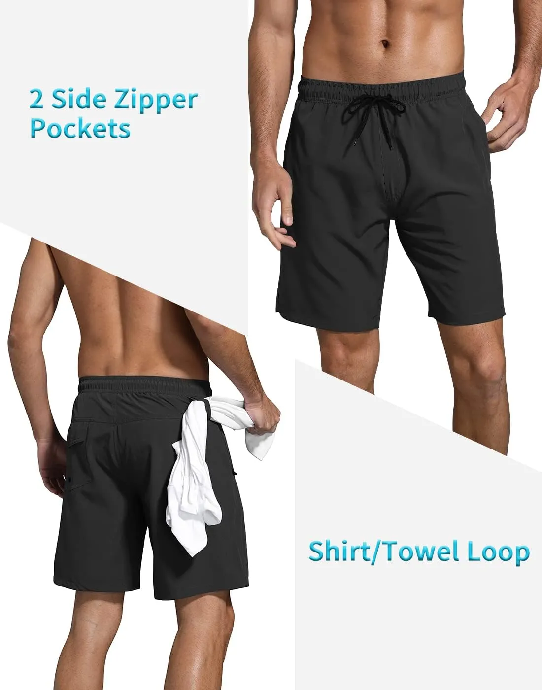 LUCOWEE Mens Swim Trunks Comfortable Compression Liner Swim Shorts Zipper Pockets Quick Dry 7" Inseam Bathing Suit Swimsuits
