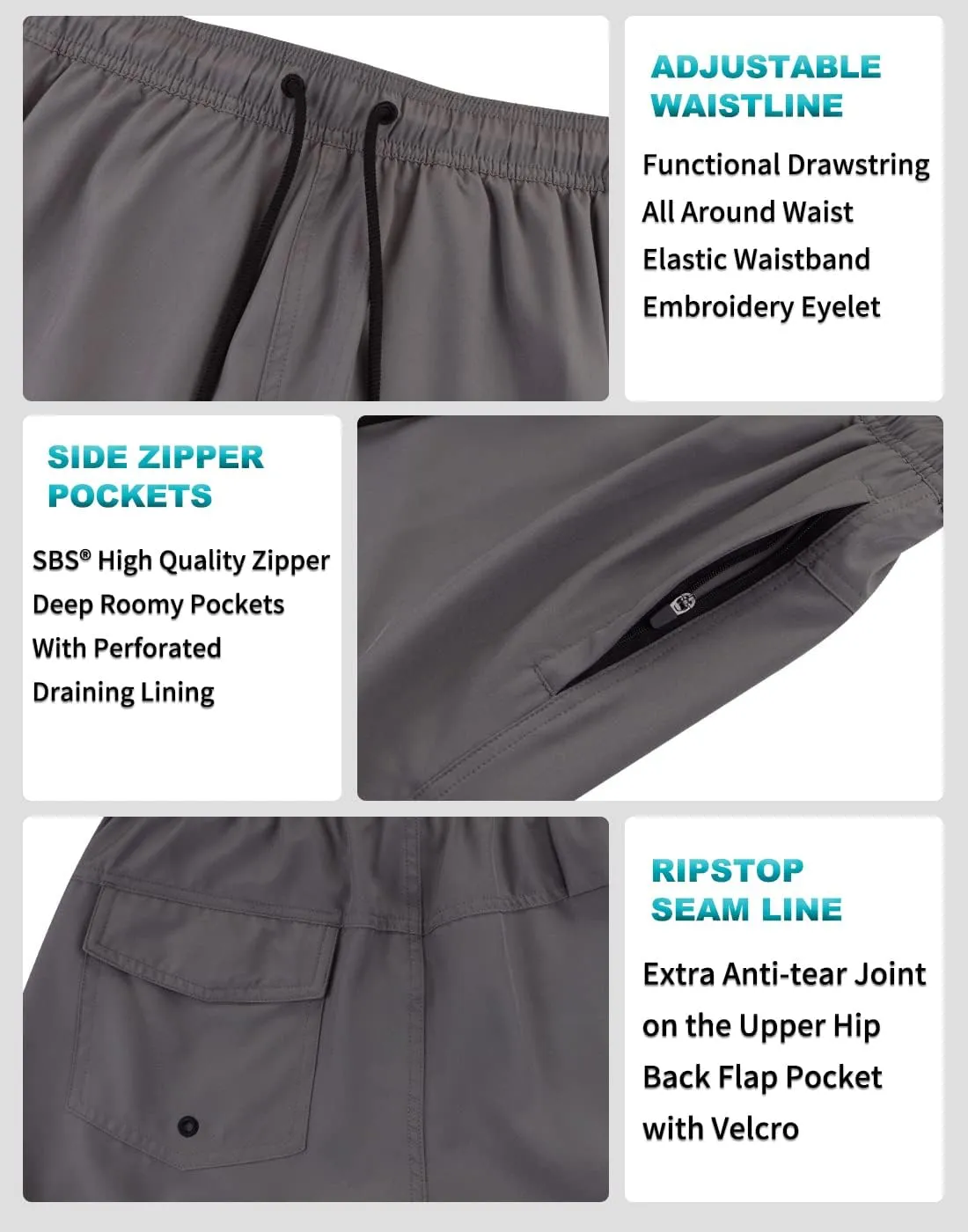 LUCOWEE Mens Swim Trunks Comfortable Compression Liner Swim Shorts Zipper Pockets Quick Dry 7" Inseam Bathing Suit Swimsuits