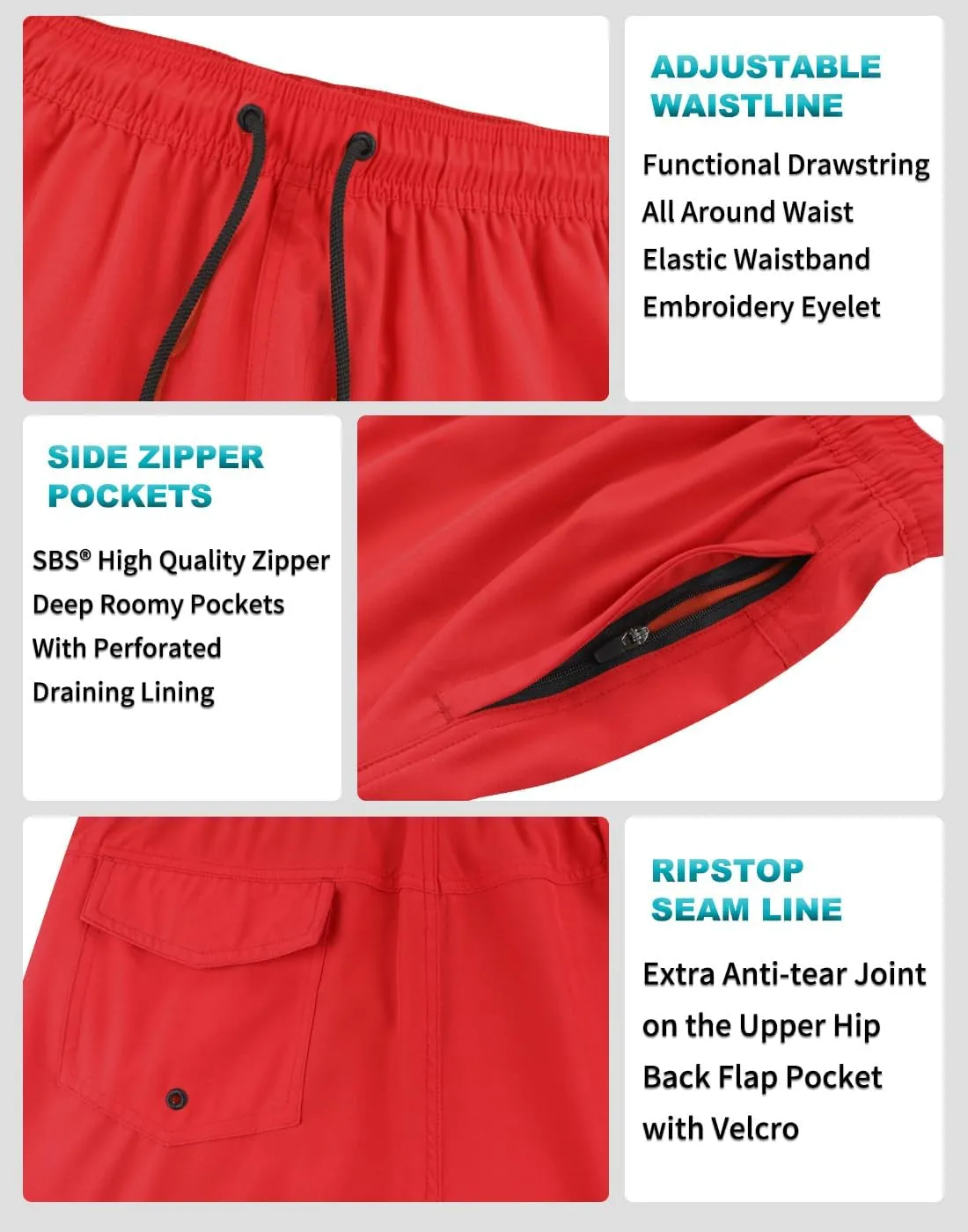 LUCOWEE Mens Swim Trunks Comfortable Compression Liner Swim Shorts Zipper Pockets Quick Dry 7" Inseam Bathing Suit Swimsuits