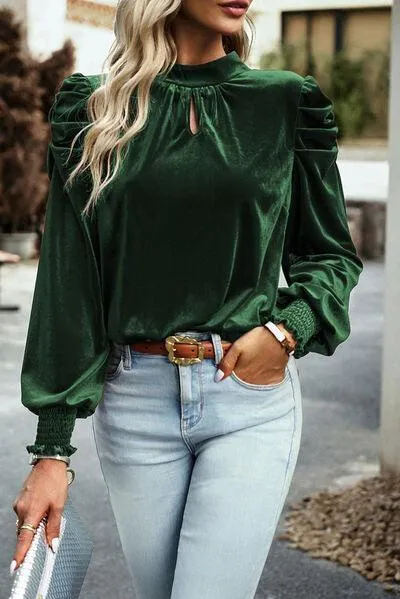 Luxurious Feel Velvet Long Sleeve Blouse
