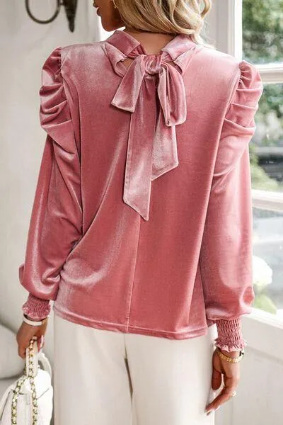 Luxurious Feel Velvet Long Sleeve Blouse