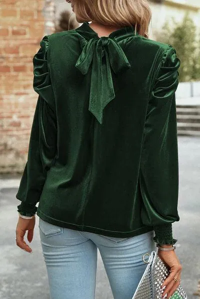 Luxurious Feel Velvet Long Sleeve Blouse