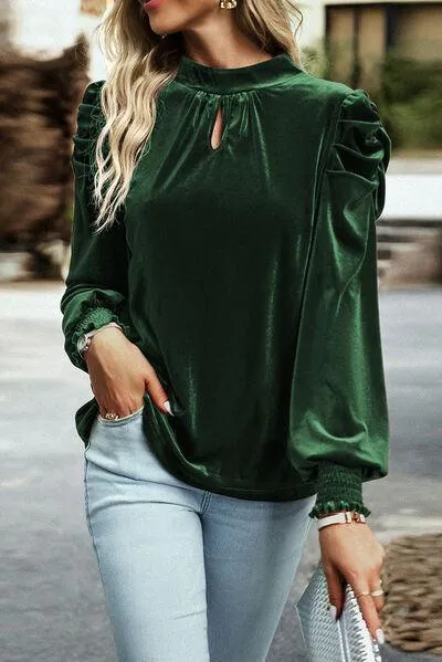 Luxurious Feel Velvet Long Sleeve Blouse