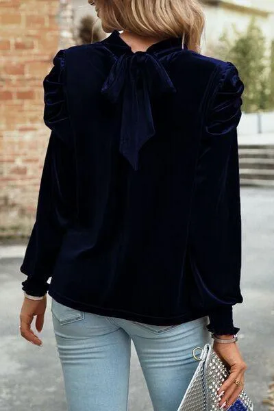 Luxurious Feel Velvet Long Sleeve Blouse