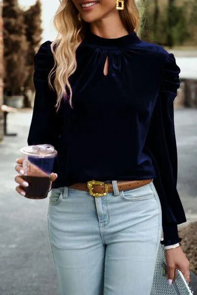 Luxurious Feel Velvet Long Sleeve Blouse