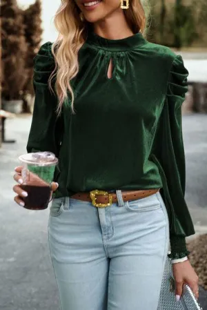 Luxurious Feel Velvet Long Sleeve Blouse