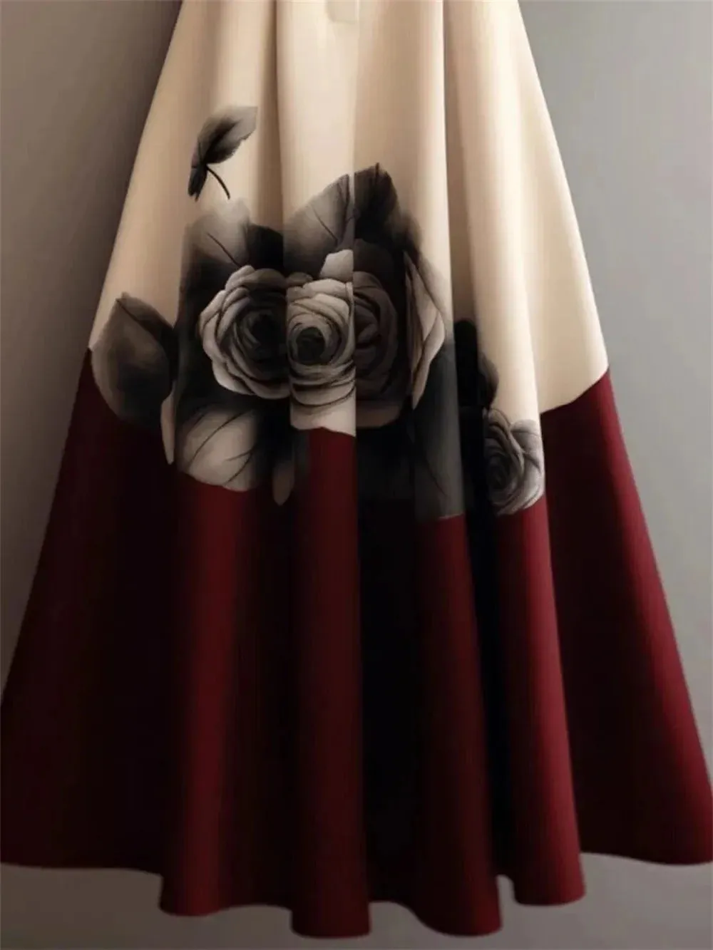 LVSANW Spring and Summer Plus Size Spring and Autumn National Style Long Skirt Pleated Beautiful Skirt A-line skirt  Skirts for Women