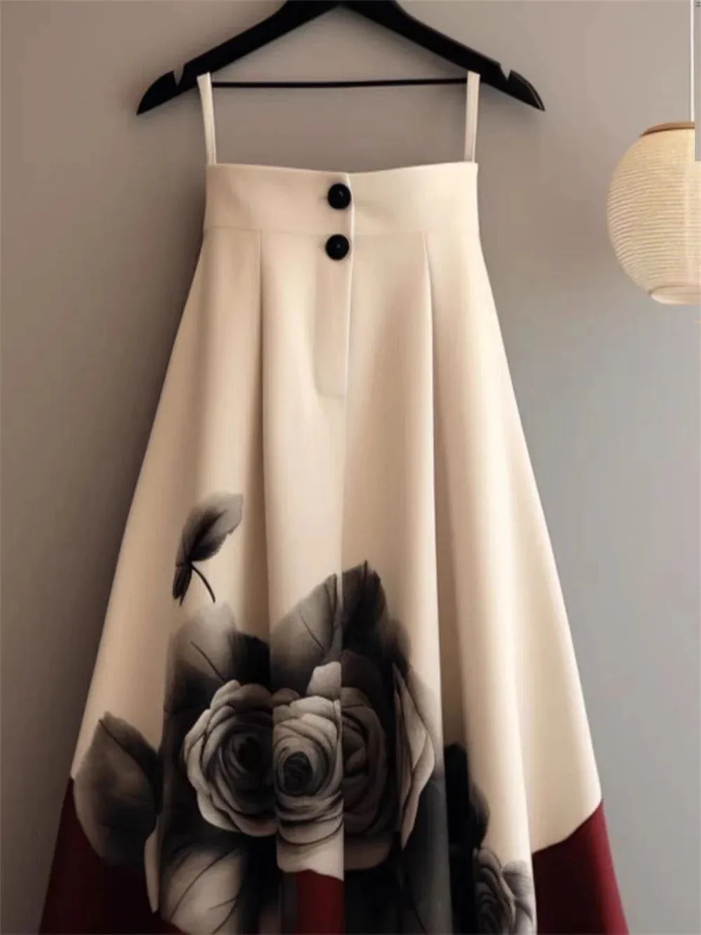 LVSANW Spring and Summer Plus Size Spring and Autumn National Style Long Skirt Pleated Beautiful Skirt A-line skirt  Skirts for Women