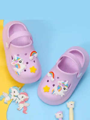 Magical Steps Unicorn and Rainbow Clogs for Girls - Purple Passion