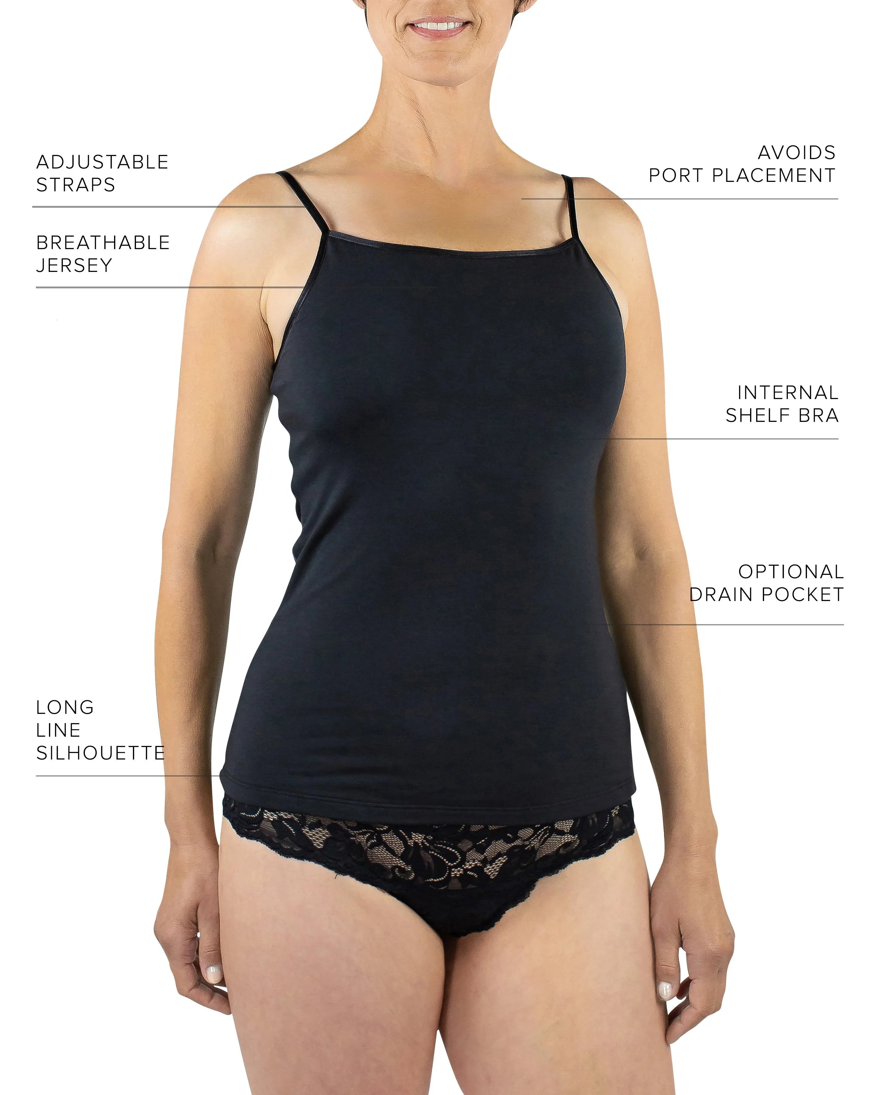 Maia Sustainable Jersey Camisole, Black