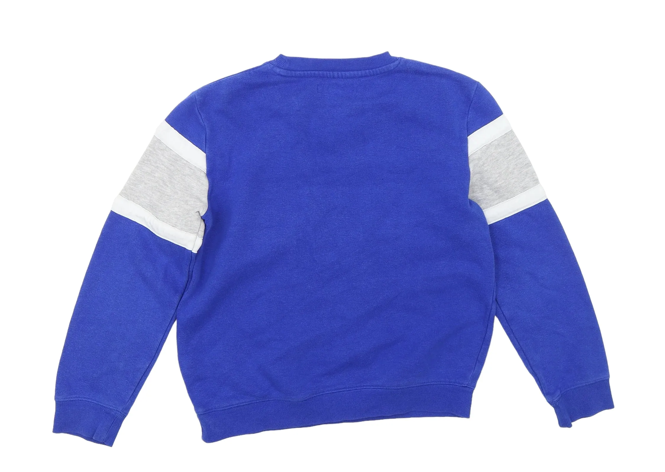 M&S Blue Sweatshirt with Grey/White Stripe - Boys 9-10yrs