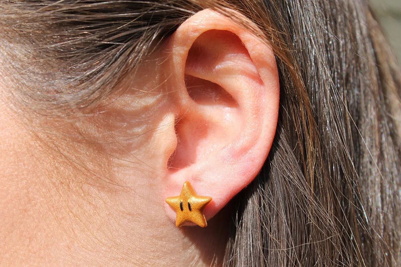 Mario Power Star Glow in the Dark Earrings Pair - Mario
