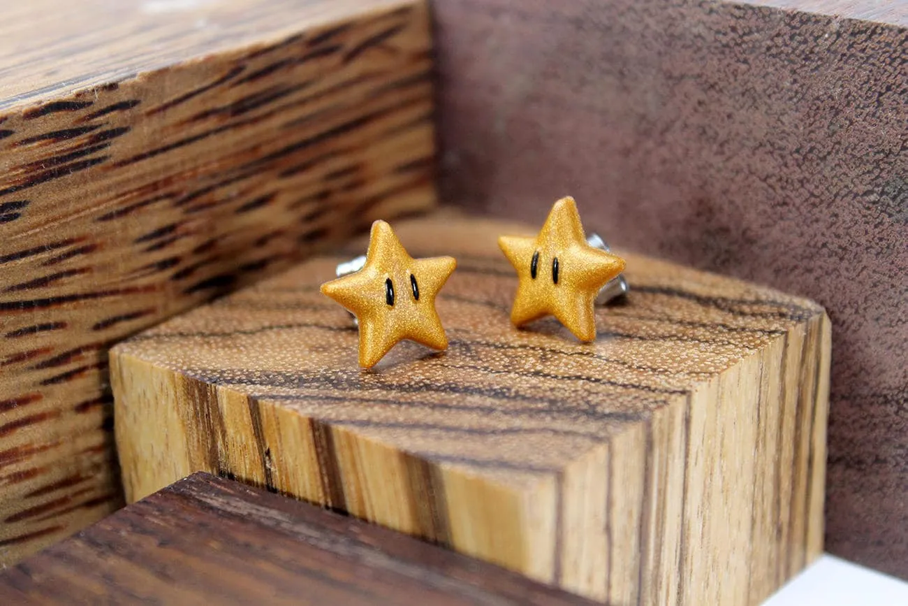 Mario Power Star Glow in the Dark Earrings Pair - Mario