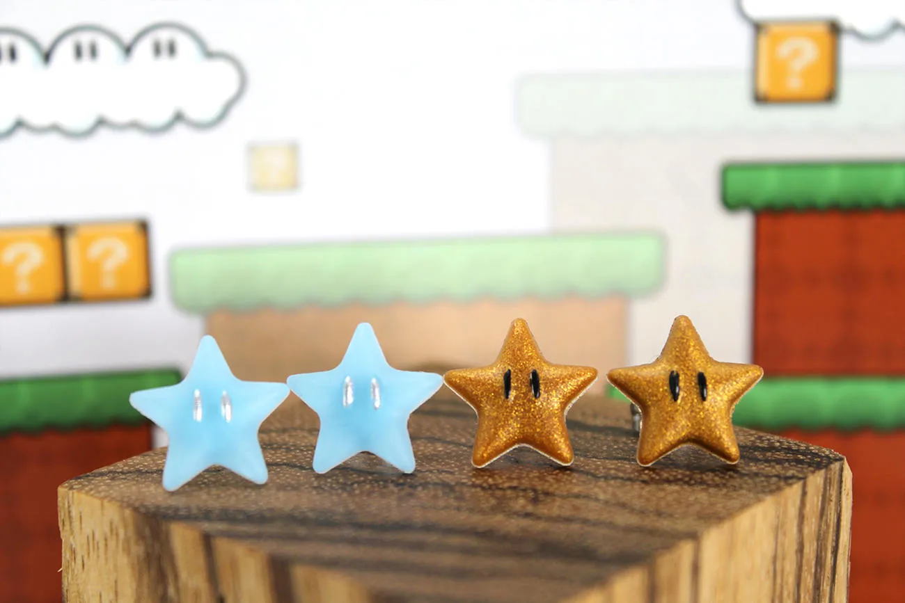 Mario Power Star Glow in the Dark Earrings Pair - Mario