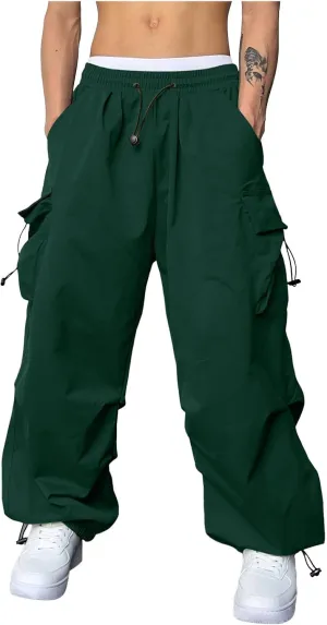 Men's Cargo Pants Casual Cotton Stretchy Elastic Waist Drawstring Pant Work Pants with Pockets