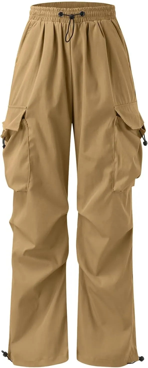 Men's Cargo Pants Casual Cotton Stretchy Elastic Waist Drawstring Pant Work Pants with Pockets