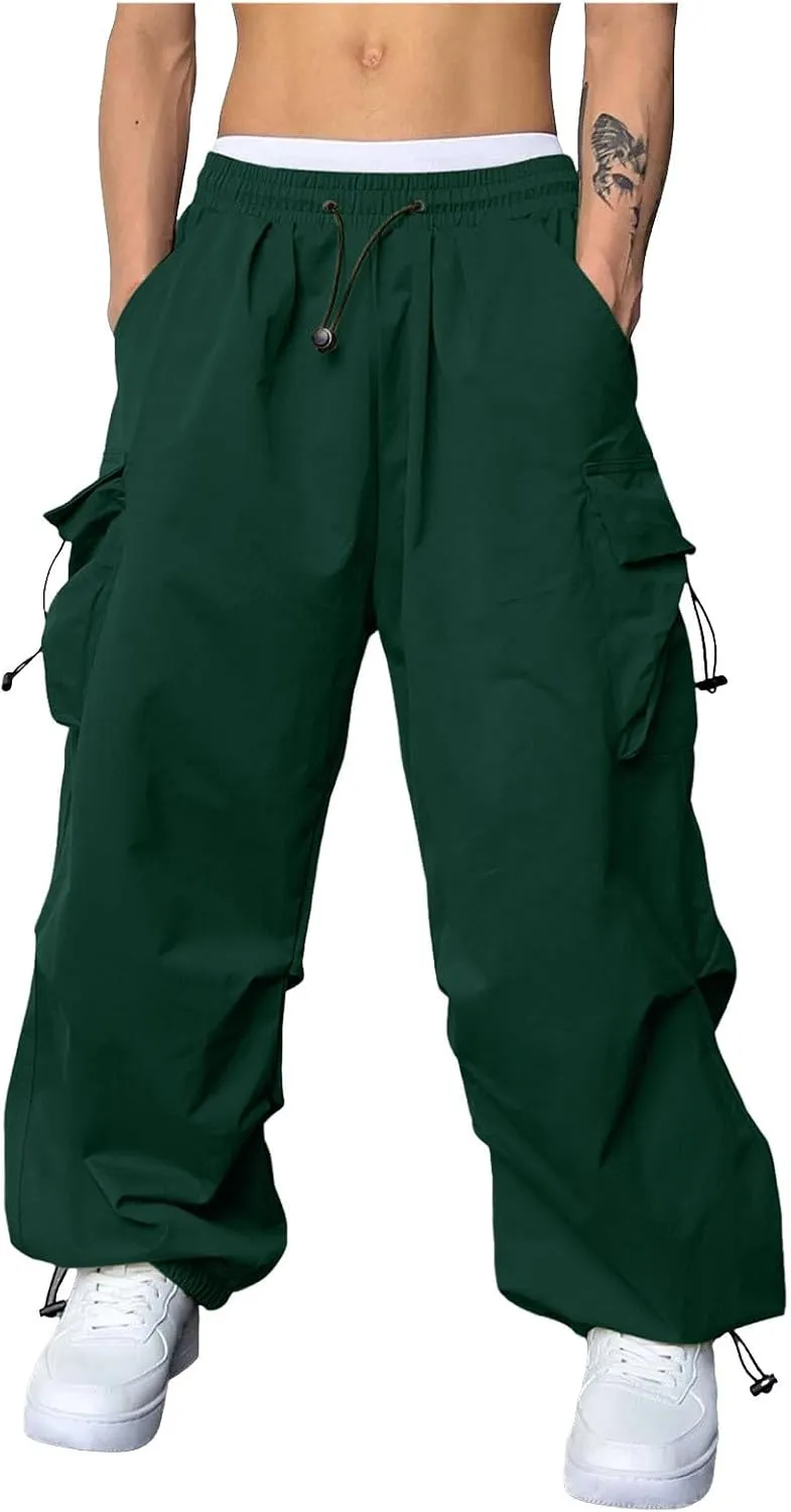 Men's Cargo Pants Casual Cotton Stretchy Elastic Waist Drawstring Pant Work Pants with Pockets