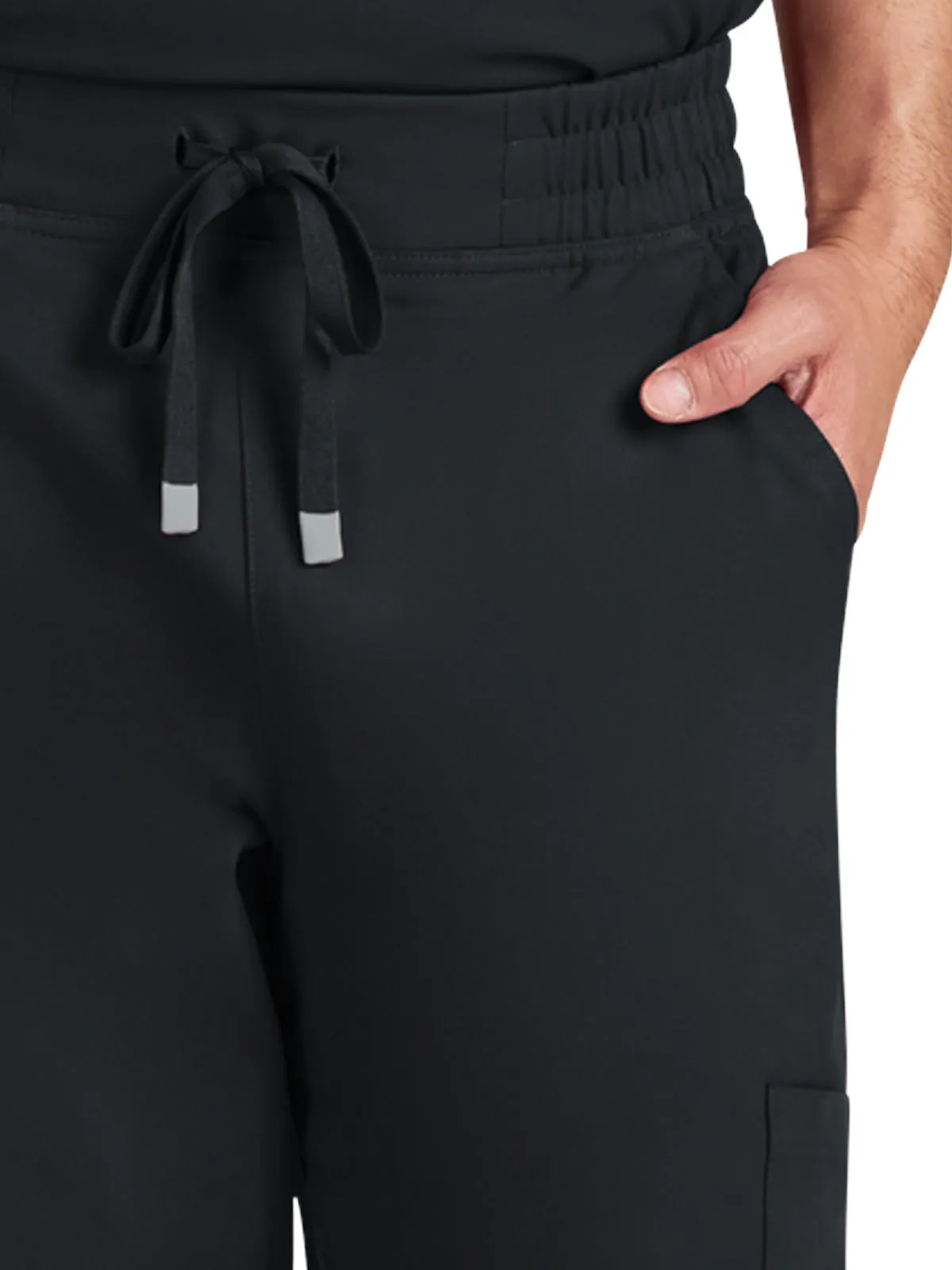 Men's Drawstring Elastic Waist Connective Jogger Pant - C600 - Black
