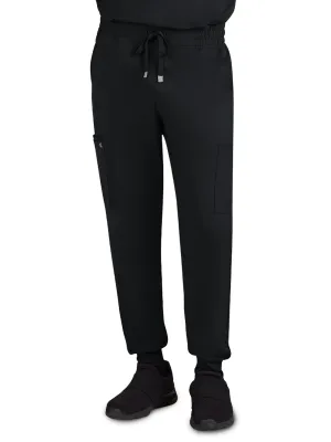 Men's Drawstring Elastic Waist Connective Jogger Pant - C600 - Black