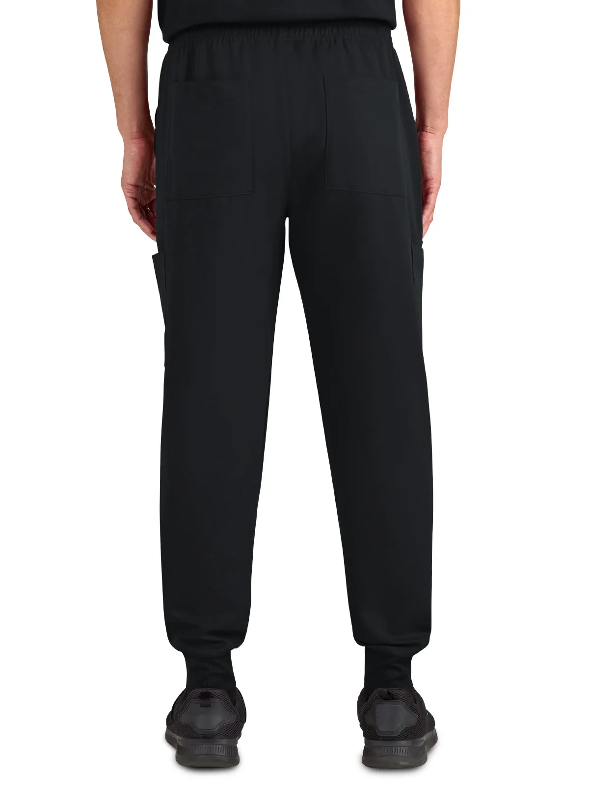 Men's Drawstring Elastic Waist Connective Jogger Pant - C600 - Black