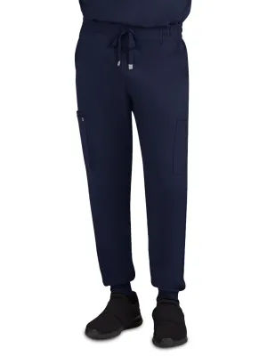 Men's Drawstring Elastic Waist Connective Jogger Pant - C600 - Navy