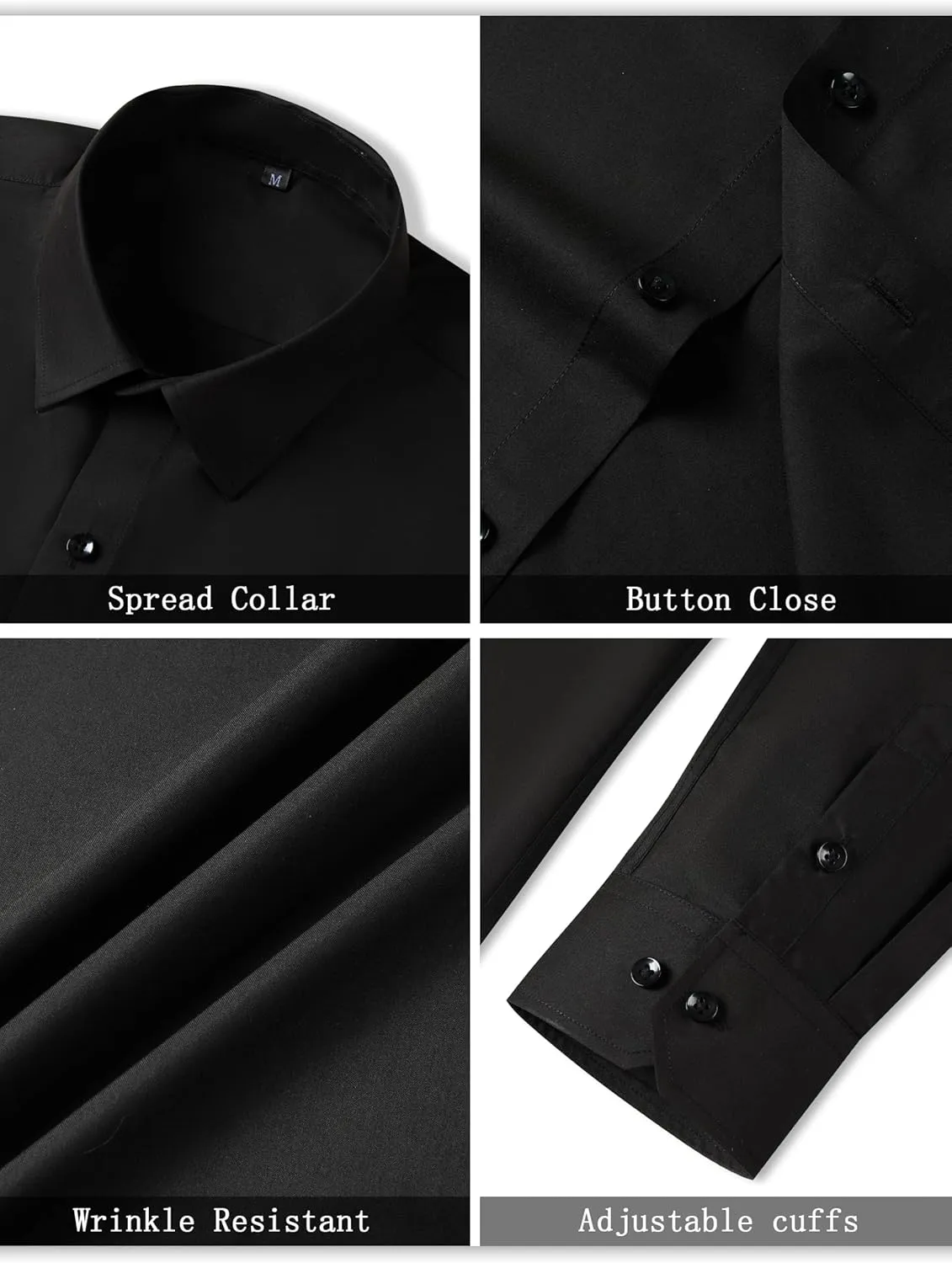 Mens Grade 3.5 Wrinkle-Resistant Dress Shirts Men's Long Sleeve Button Down Work Shirt for Men