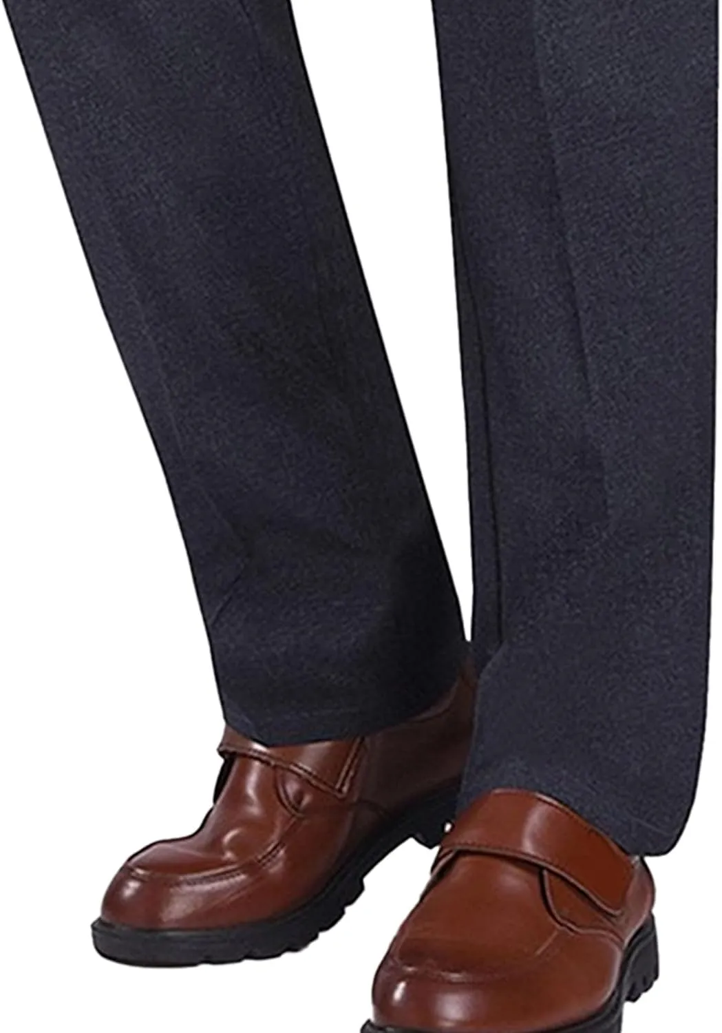 Men's High Waist Straight Leg Outdoor Pants Stretch Business Loose Fit Trousers Casual Solid Soft Sweatpants