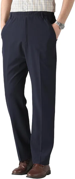 Men's High Waist Straight Leg Outdoor Pants Stretch Business Loose Fit Trousers Casual Solid Soft Sweatpants