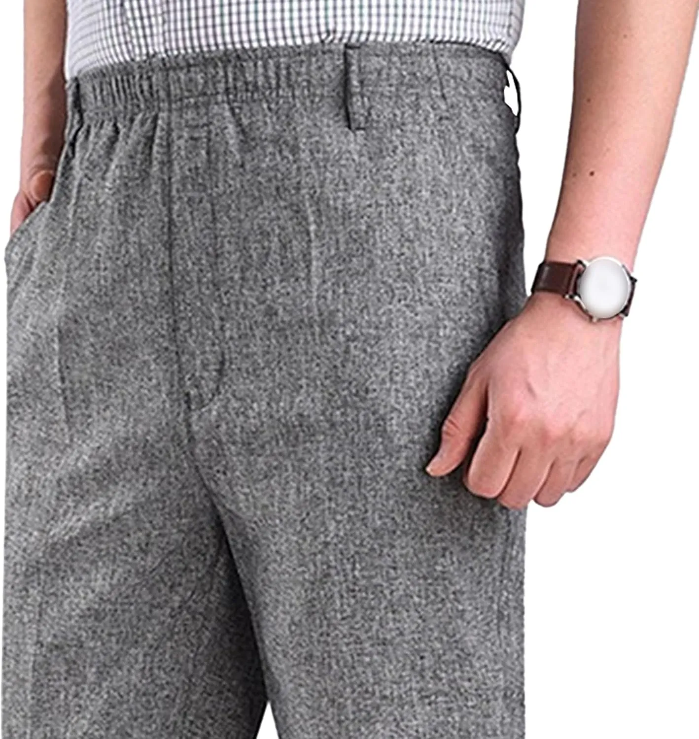 Men's High Waist Straight Leg Outdoor Pants Stretch Business Loose Fit Trousers Casual Solid Soft Sweatpants
