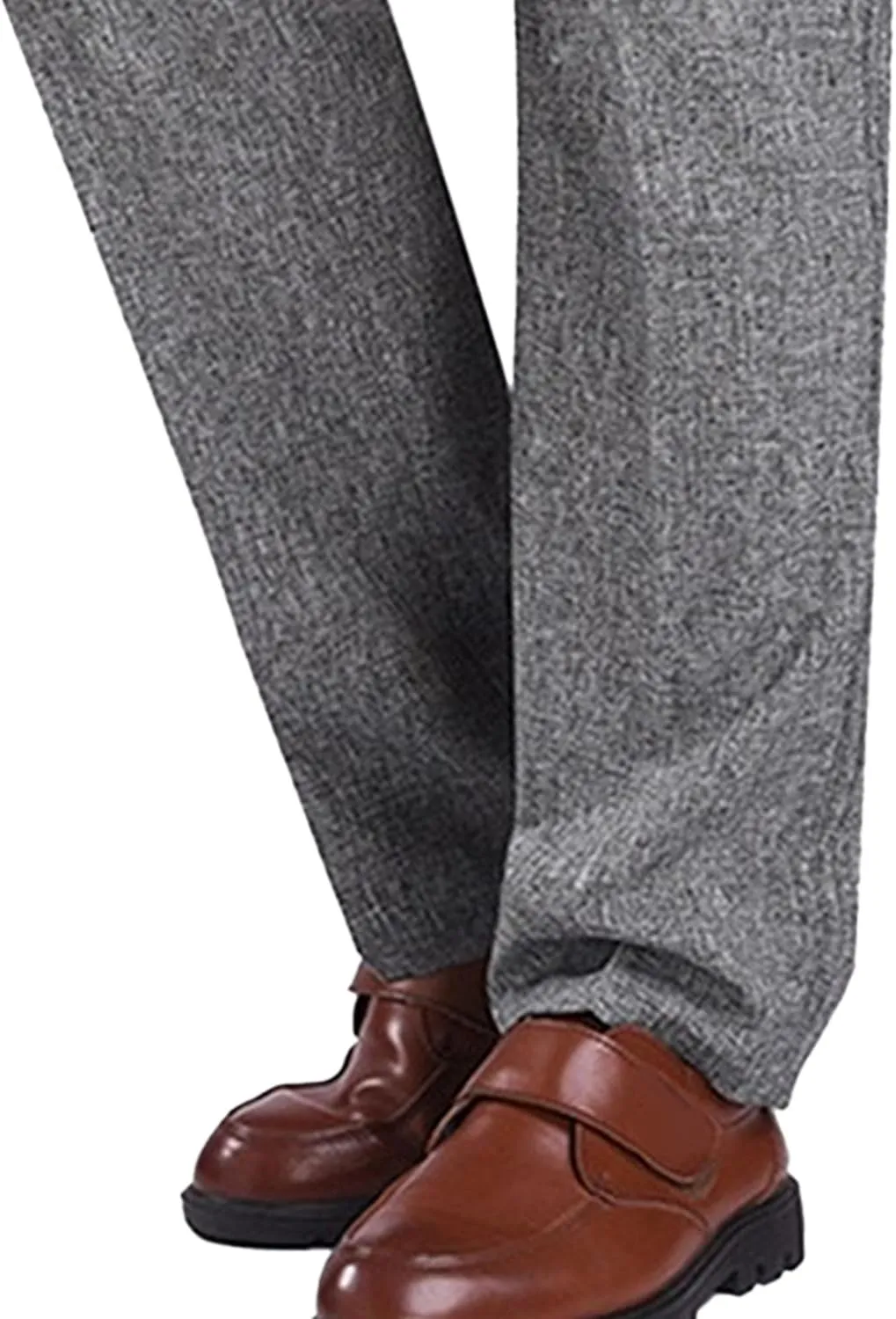 Men's High Waist Straight Leg Outdoor Pants Stretch Business Loose Fit Trousers Casual Solid Soft Sweatpants
