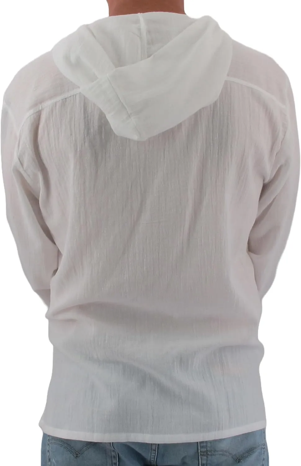 Men's Hoodie Button Down Hippie Shirts Beach 100% Soft Cotton Top Yoga Shirt